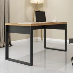 Imagem de Mesa Escritorio Industrial 1,35X68cm Freijo Preto Fosco Pradel