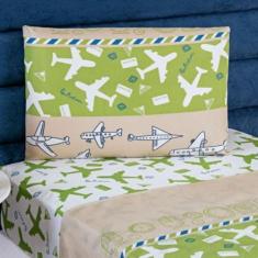 Imagem de Jogo De Cama Lençol Kids Solteiro Avião 3 Peças - Casa Show Enxovais