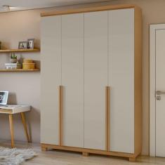 Imagem de Guarda-roupa 4 Portas 2 Gavetas 100% Mdf Alonzo com Pés Amêndoa Clean/off White