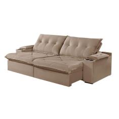 Imagem de Sofá 3 Lugares Retrátil Martins M-163 Com Acessórios Veludo Bege