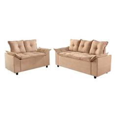 Imagem de Sofá Conjunto 2 e 3 Lugares Jogo em Tecido Suede Liones