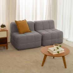 Imagem de sofá guldi popup com 2 módulos centrais linho cinza