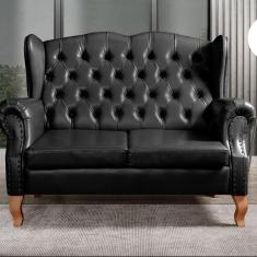 Imagem de Sofá Imperador Namoradeira Chesterfield Retrô Colonial Preto