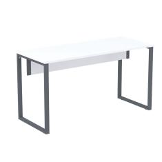 Imagem de Mesa Escritório P25 tub Pandin 120 cm (larg) Tampo mdp Grafito Pé Aço Tubular Branco