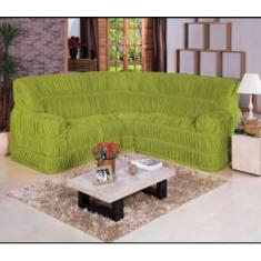 Imagem de Kit Capa de Sofa Para Canto Elasticada Malha Gel Verde - Dennis Confec