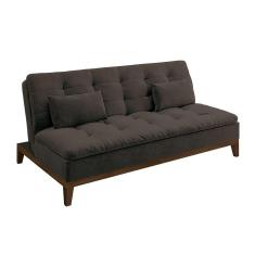 Imagem de Sofá-Cama Casal 3 Lugares Premium Suede Pés De Madeira Café