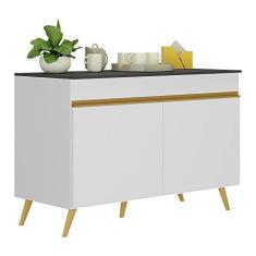 Imagem de Balcão Cozinha Gabinete Pia 120cm 2 Portas Veneza Multimóveis V3738 Branco/dourado