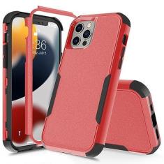 Imagem de Capa de 3 camadas para iPhone 15 14 13 12 11 Pro Max Mini XR XS Max 8 7 15Plus SE 2020 Luxury Armor Soft Bumpers Capa dura, vermelho preto, para iPhone 11 Pro