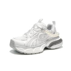 Imagem de BEAU TODAY Tênis feminino grosso, moderno, plataforma para pai, tênis, tênis de corrida confortável com cadarço, Branco, 34