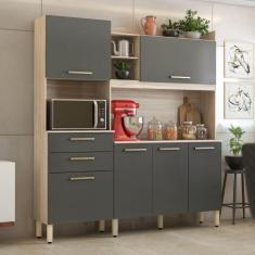 Imagem de Cozinha Completa 6 Portas Savana Avena Grafito