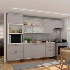 Imagem de Cozinha Completa Iluminata 7 Portas 4 Gavetas Branco/Fendi/Mineral - G