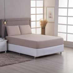 Imagem de Kit Jogo de Cama Lençol Casal  3 Pçs Com Elástico e Par de Fronha LISO