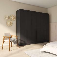 Imagem de guarda-roupa casal isabel 6 pt 4 gv preto 240 cm