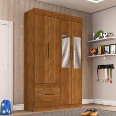 Imagem de Guarda Roupa Solteiro  Com Espelho 4 Portas 2 Gavetas New Verona Sallêto Móveis - Cinamomo