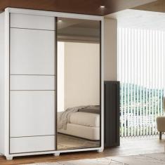 Imagem de Guarda-Roupa Quality 2 Portas com Pé com Espelho Espresso Móveis Branco
