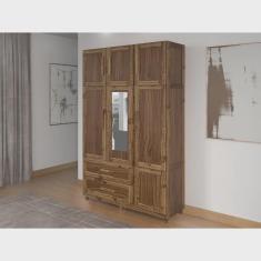 Imagem de Guarda-roupa Solteiro com Espelho 7 Portas 2 Gavetas Fortaleza