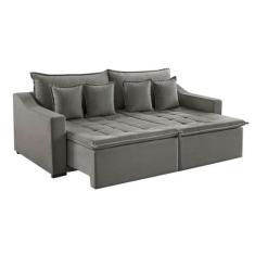 Imagem de Sofá 3 Lugares Retrátil E Reclinável Amy Veludo Cinza 234 Cm - Estofar