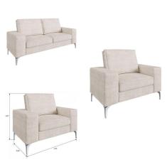 Imagem de Conjunto de Sofá 2 lugares e 2 Poltronas Toio Casa de Pedra Estofados Branco