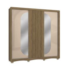 Imagem de Guarda-Roupa Casal Kappesberg 3 Portas de Correr com Espelho Marrom Bege - CB01N576