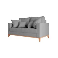 Imagem de Sofá Beny Para Amamentação Base Madeira Maciça Linho Cinza - Cor: Bege