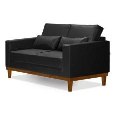 Imagem de Sofá Living Valência 1,58Mt - Base Madeira - Material Sintético Preto
