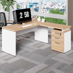 Imagem de Escrivaninha L 150cm x 150cm Gaveteiro 3 Gav. Pé Painel F5 - F5 Office