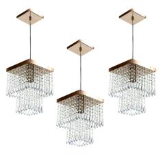 Imagem de Kit 3 Lustre Pendente De Cristal Acrílico Marrycriic Cobre