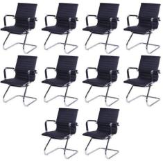 Imagem de Kit 10 Cadeiras para Escritorio Interlocutor Base Fixa Esteirinha mate