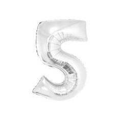 Imagem de Balão Metalizado Prata Número 5 - 40cm