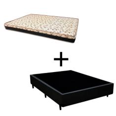 Imagem de Cama Box Casal 138 Tecido Sintético Preto Com Colchão Praia Bello Box - D28 Amarelo 57x138x188
