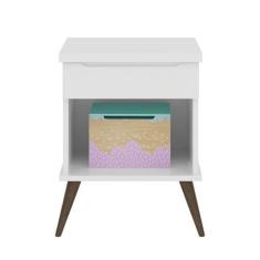 Imagem de Mesa de Canto Infantil 1 Gaveta Mel P04 Branco - Mpozenato