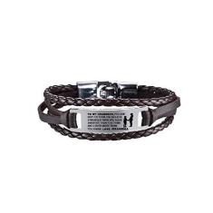 Imagem de Pulseiras Comtrute to My Grandson, pulseira inspiradora de couro de aço inoxidável, pulseira de neto da avó, Love Grandson Best Gift (marrom e preto)