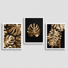 Imagem de Kit 3 Quadros Folhas s 45x34cm