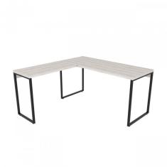 Imagem de Conjunto Home Office Industrial 3 Peças Escrivaninha Em L 1 Estante E 1 Gaveteiro Kuadra Compace Snow