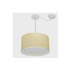 Imagem de Lustre Pendente Cilíndrico Com Desvio Md-4310 Cúpula em Tecido 40x25cm Algodão Crú - Bivolt