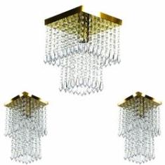 Imagem de Kit 1 Lustre Cristal Acr. Marry + 2 Lustres Spark 