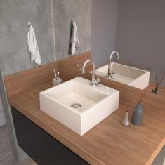 Imagem de Kit Cuba Q355 Com Torneira 1198 Metal E Válvula Click 1 Polegada B E Sifão Cromado E Flexível Compace Bege