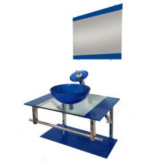 Imagem de Gabinete De Vidro 80Cm Inox Com Cuba Redonda  Escuro
