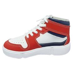 Tênis Molekinho Infantil Meninos, Branco/Vermelho, 34