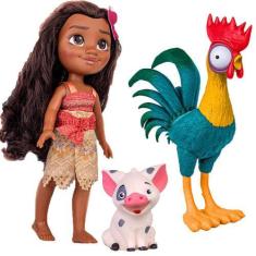 Imagem de Boneca Moana E Porquinho Pua + Galo Hei Hei Disney Original - Cotiplás