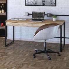 Imagem de Mesa De Escritório Industrial Kuadra 2 Gavetas 150 Cm - Carvalho/Preto