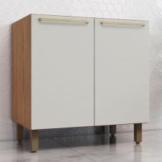 Imagem de Balcão de Cozinha 80 Cm Requinte 2 Portas 1 Prateleira Nature/Areia Hp - Henn