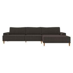 Imagem de Sofá com Chaise Direita 384cm Índico Linho Marrom - Gran Belo