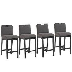 Imagem de Conjunto 4 Banquetas Madeira Maciça Dani Preto Tec Algodão