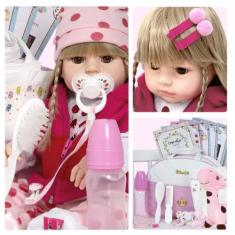 Imagem de Boneca Bebe Reborn Recem Nascida Menina Girafa com Enxoval - Cegonha R