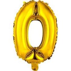 Imagem de Balão Metalizado Numero 0 Ouro 40 Cm.