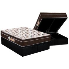 Imagem de Cama Box Baú Queen: Colchão Ortopédico Polar D28 / Ep Orthopremium + Base Black(158X198)