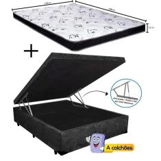 Imagem de Cama Baú Casal Preto + Colchão Espuma D33 138x188x15