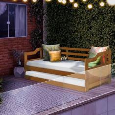 Imagem de Sofá Cama De Madeira Maciça Solteiro Castanho Juno Shop JM