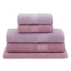 Imagem de Jogo Toalhas Banho Buddemeyer 5p Fio Penteado Rosa 0124